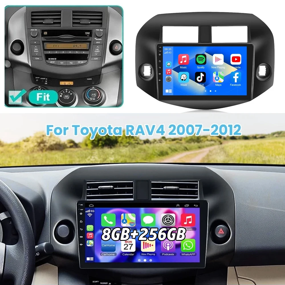 

Wireless Carplay Auto For Toyota RAV4 3 XA30 2007 - 2012 Car Radio Multimedia Video Player Navigation stereo GPS BT Android 15