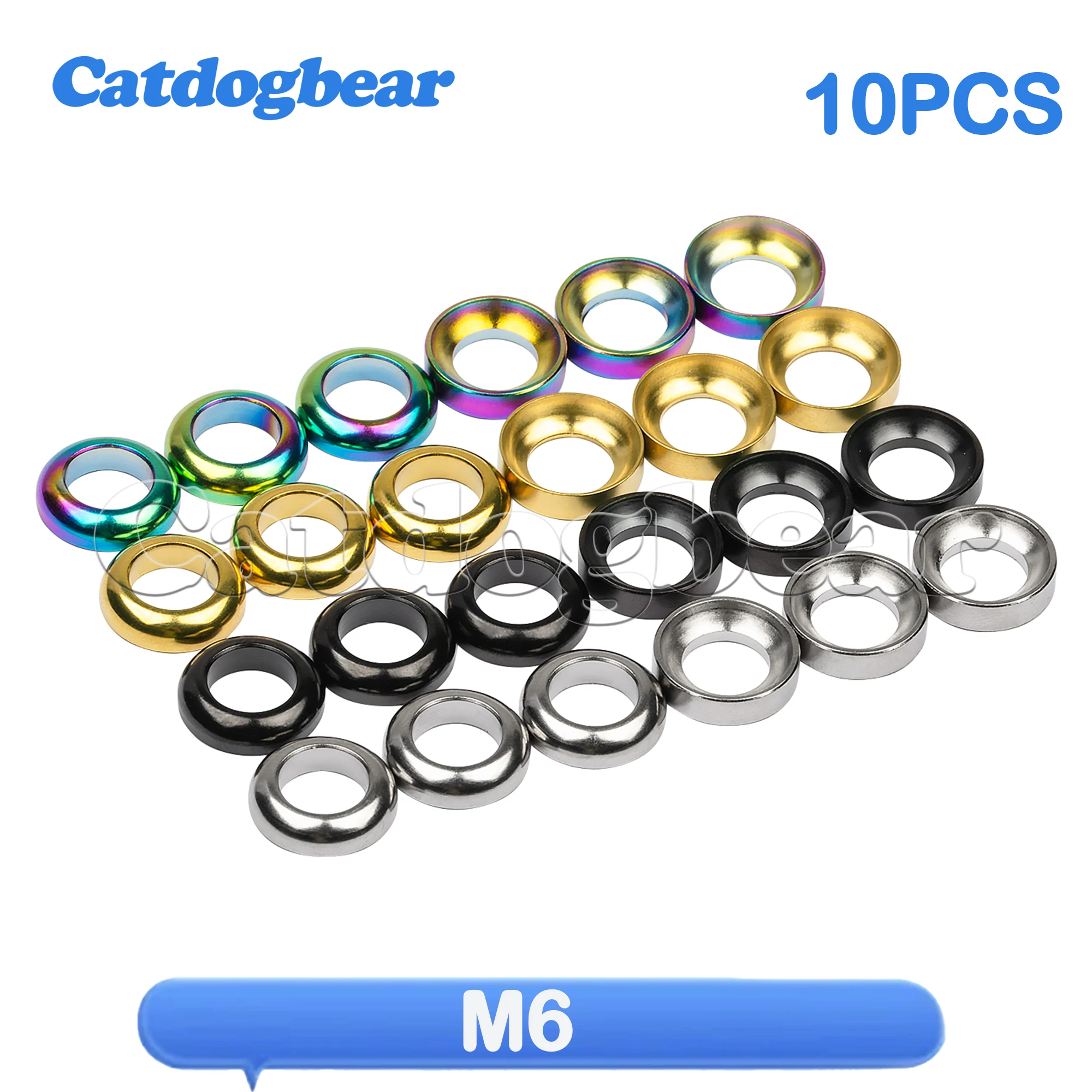 Catdogbear 10PCS Titanium Bolt M6 Concave&Convex Washer Spacer for Mountain BMX Bike Brake Caliper Group Disc