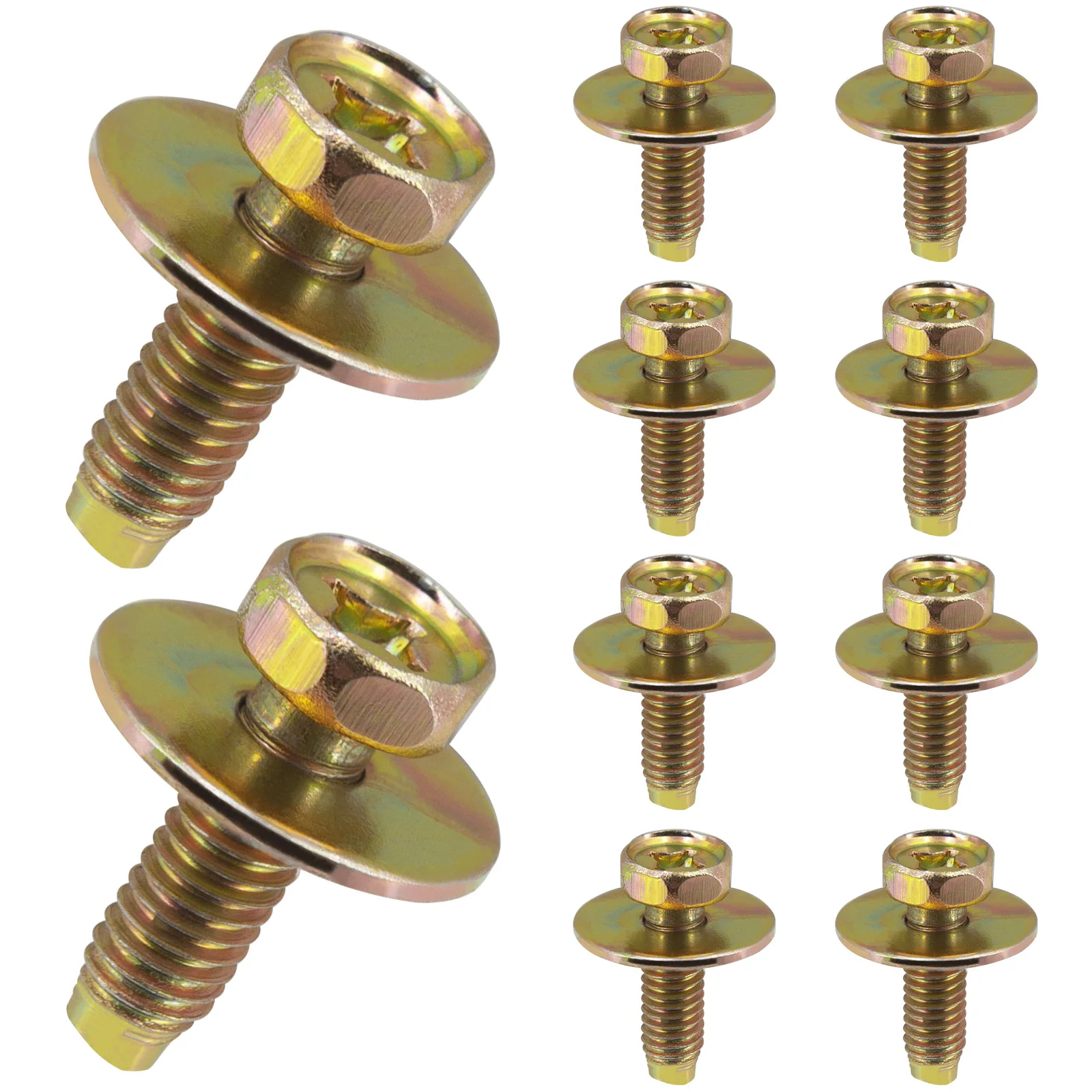 10Set Car Fender Bumper Body Bolt & U-nut Spring Clip M6 Fastener Rivet Universal Engine Under Cover For Honda Civic C-RV Gold