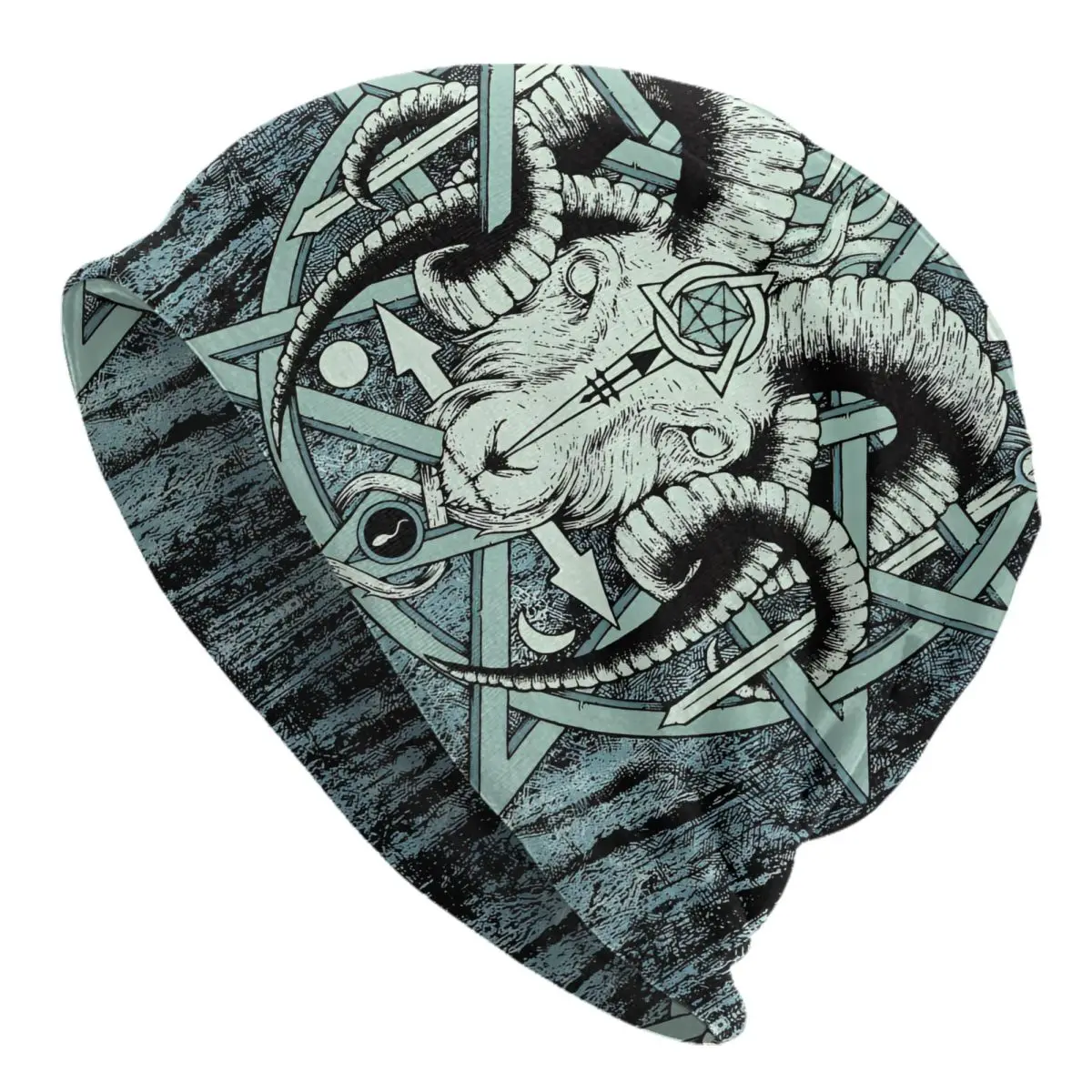 Custom The Sabbatic Goat Baphomet Satanic Occult Pentagram Bonnet Hat Knit Hats Cool Unisex Adult Hot Warm Winter Beanies Cap