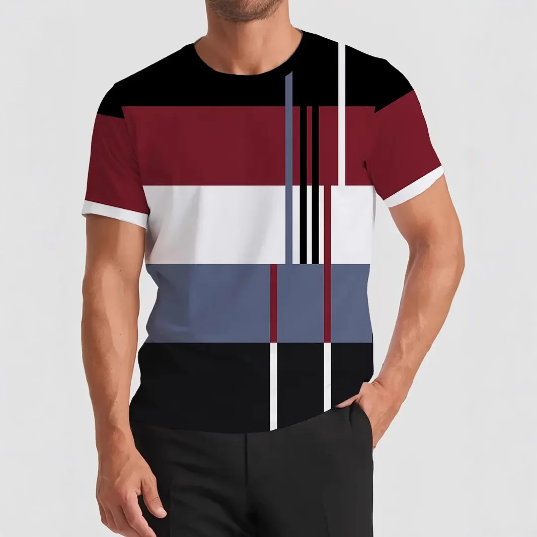 

New Fashion 3D Print Men's T-shirt With Patchwork Urban Fashion Harajuku Round Neck Short Sleeve Comfortable Large T-shirt Tops