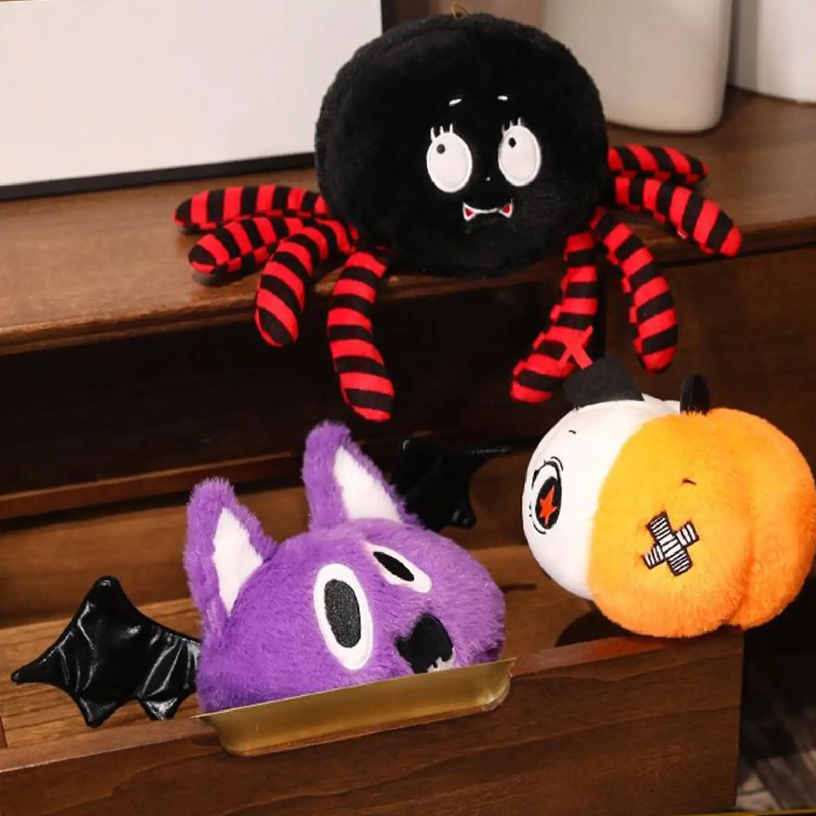 Juguetes de ventosa de felpa de Halloween |   Muñeco de calabaza de araña y murciélago para niños, adolescentes, coleccionistas, hora de dormir, viaje, coche, decoración de guardería