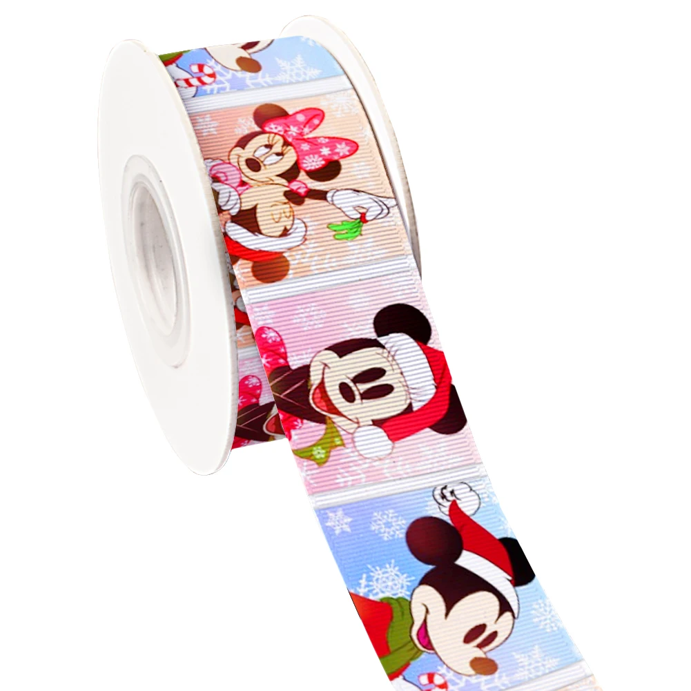 Wstążka rypsowa z nadrukiem Cartoon Disney Mickey Minnie 5 jardów na DIY do włosów kokardki wesołe imprezy