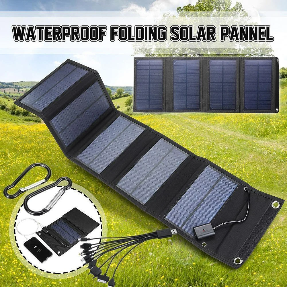 Foldable Portable 5V 40W Solar Panel USB Mobile Phone Charging Power Supply Outdoor Waterproof Camping and Hiking