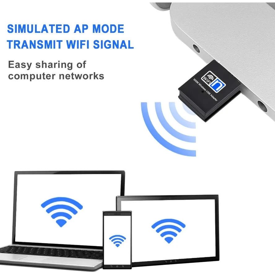 Adattatore USB Wifi wireless da 300 Mbps Scheda di rete Adattatore dongle da 2,4 GHz Scheda LAN di rete Adattatore 802.11b/g/n RTL8188 per PC desktop