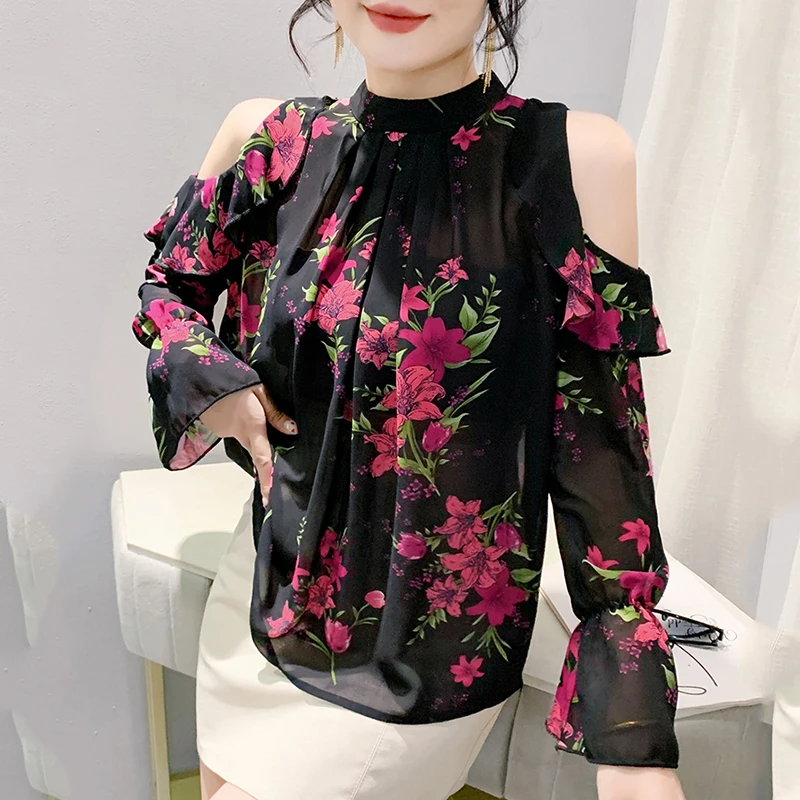 Sexy See-through Top Dames Herfstmode Europese Stijl Lange Mouw Kant Zoom Basic Jurk Zwart Trendy T-shirt