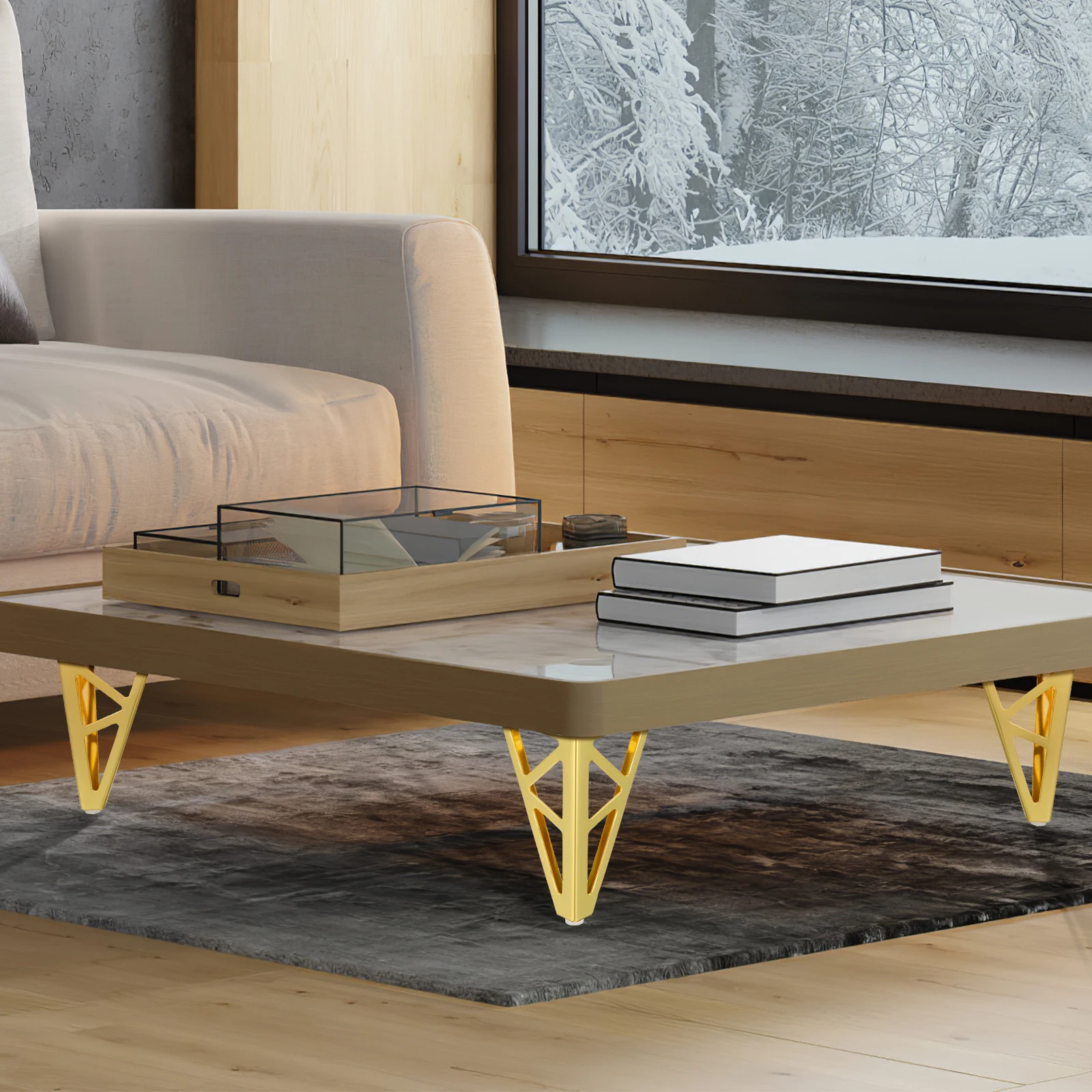 

4 Pcs Furniture Feet Supports Cold Rolled Steel Short Sturdy Legs for Sofa Coffee Table Cabinet Heavy Duty Replacement Stable