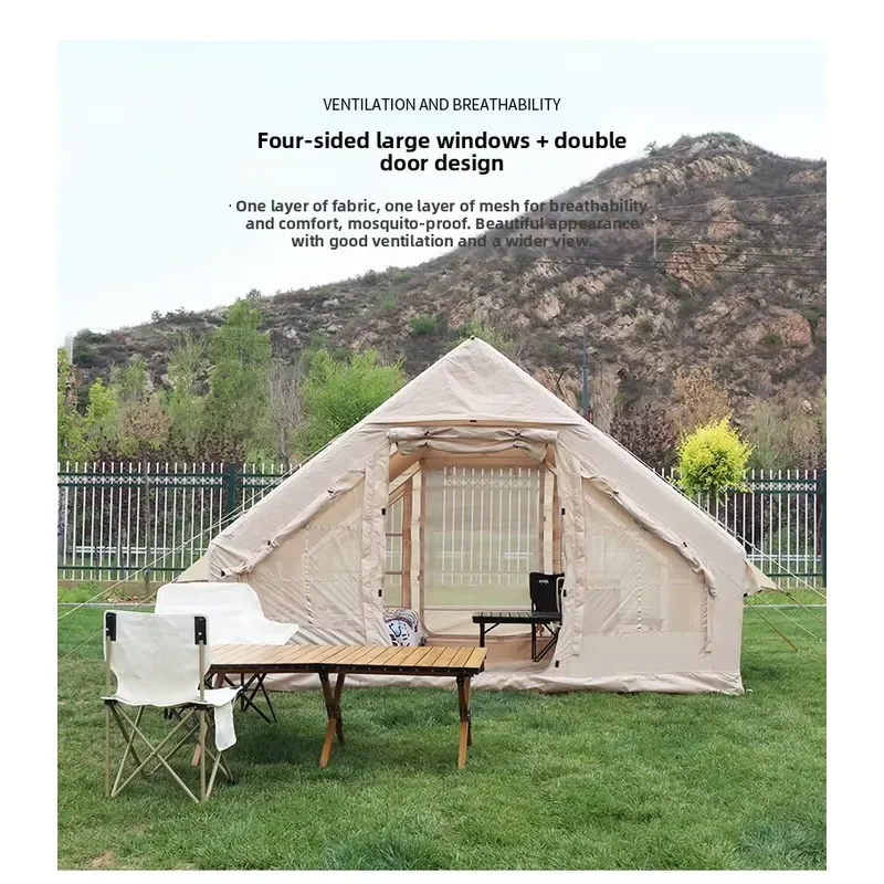 Cotton Four-Season Camping Canopy Tent with Quick Automatic Opening Waterproof Ridge Shelter for Travel & Mountaineering