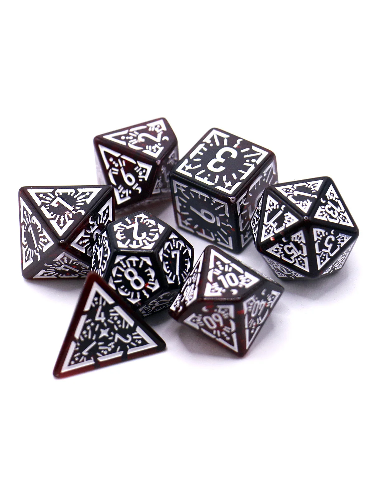 7-teiliges Set, durchscheinend, klassisches Runen-Relief-Brettspiel, Würfel-Set, TRPG-Würfel, polyedrische Tischspielwürfel für RPG-Würfelspiele – Detail 1