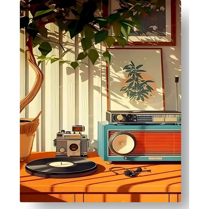 

GATYZTORY DIY Paint By Number record player Drawing On Canvas HandPainted Painting Art Gift Pictures By Number Scenery Kits Home