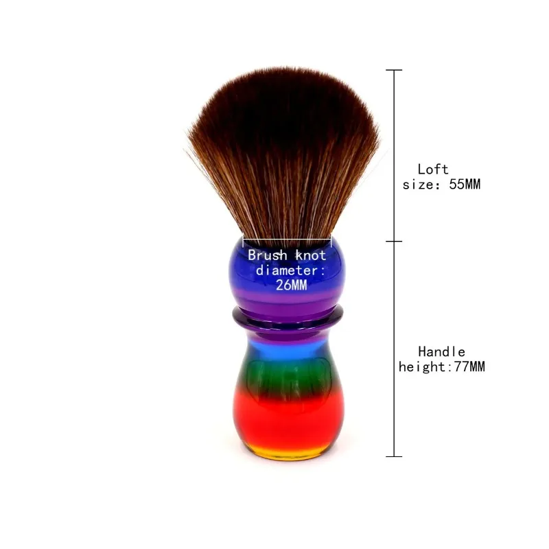 YAQI Rainbow Brown 26MM Synthetic Hair Mens Shaving Brushes Portable Travel Beard Care Brush Provide Precise Shaving For Male