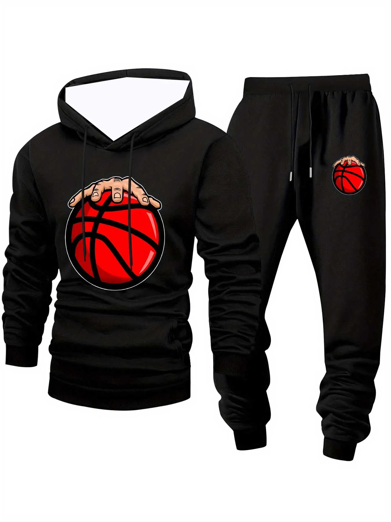 

Autumn and Winter New Y2K Sports Set Hoodie Basketball 3D Printed Men's Fashion Oversized Comfortable Daily Street Two Piece Set