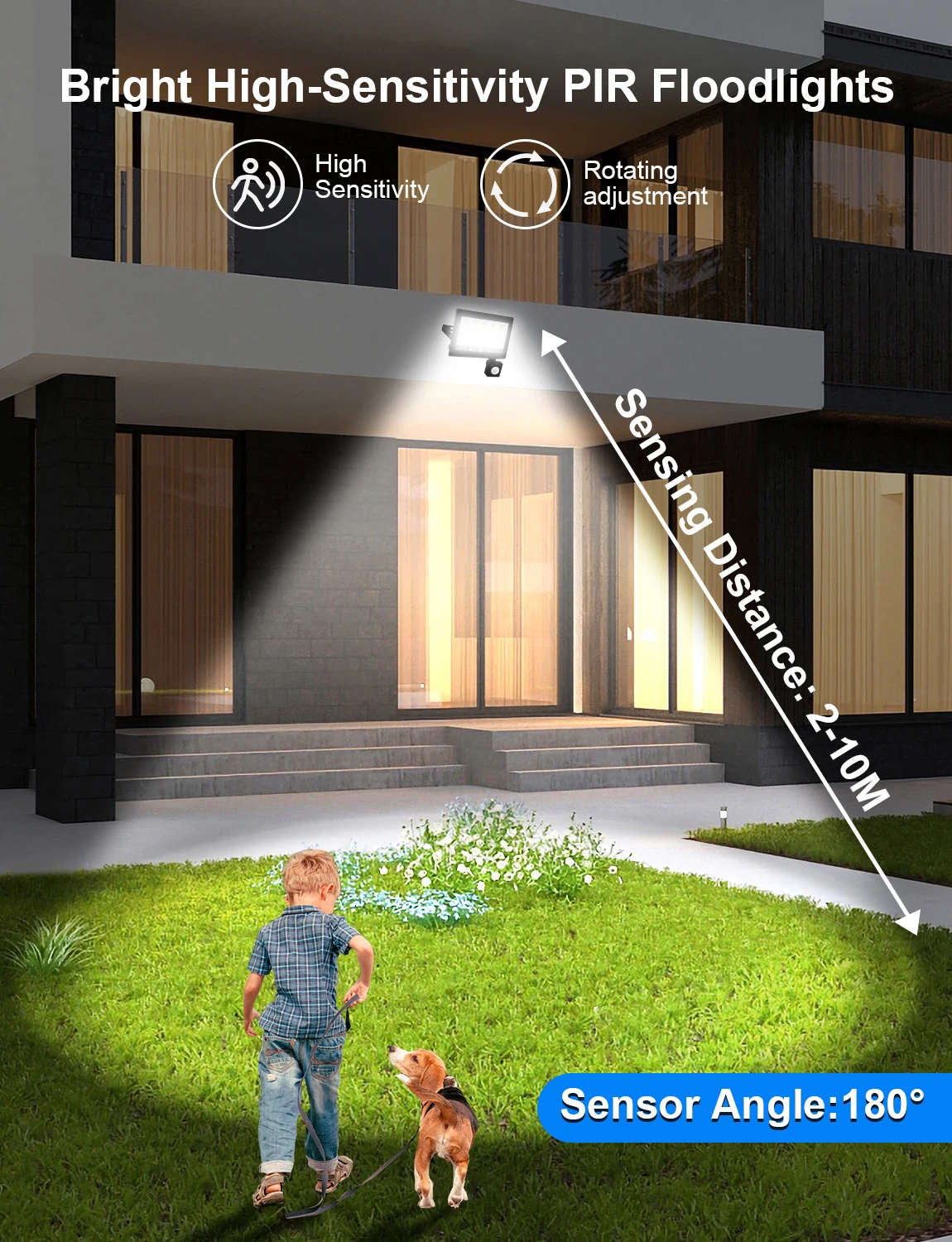 30W/60W/100W LED PIR Motion Sensor Floodlight Outdoor Wall Light IP66 Waterproof LED Spotlight For Garden Outdoor Street Light