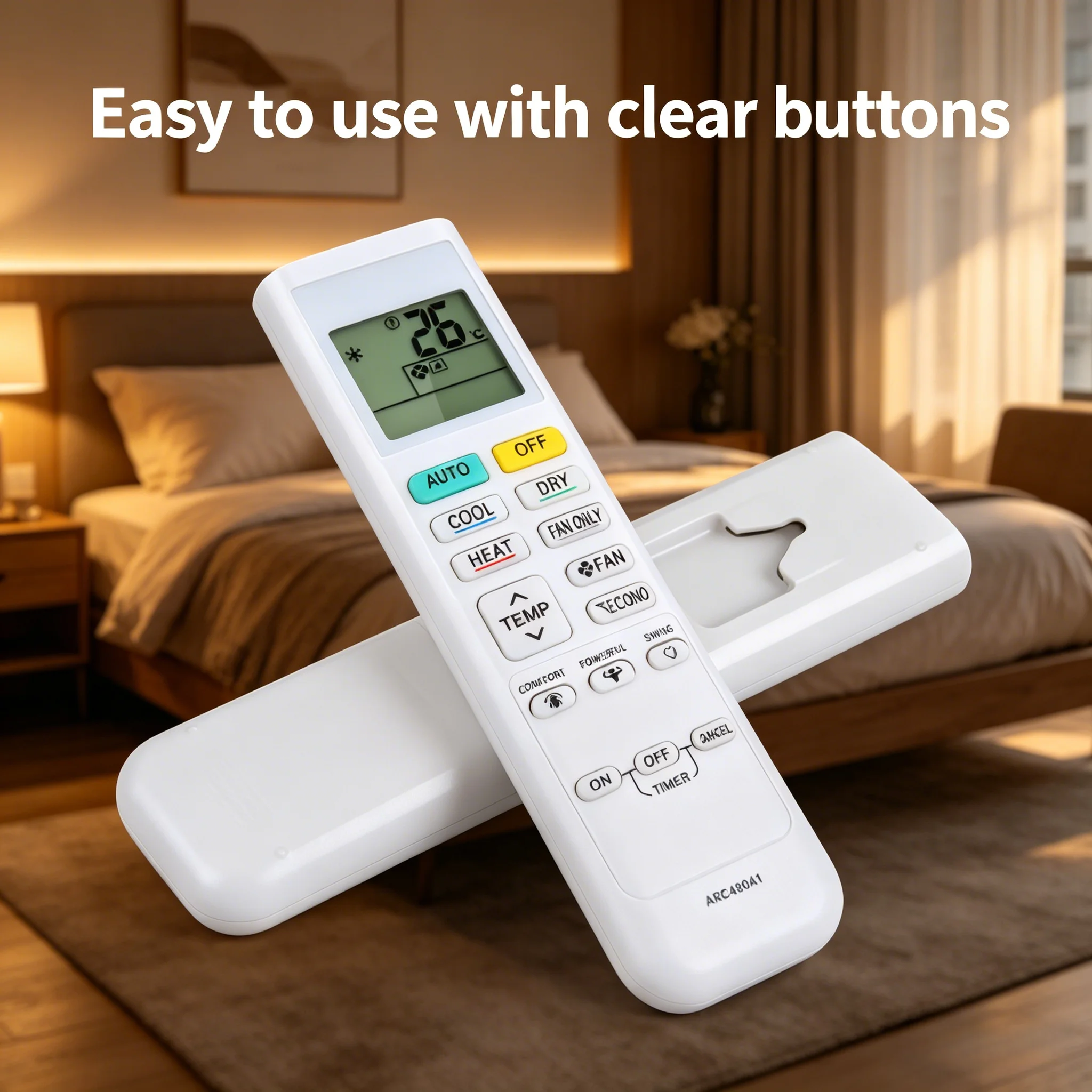 Universal Daikin AC Remote Control Compatible with ARC433A1 ARC433B70 ARC433A46, Easy Operate HVAC Air Conditioner Replacement C