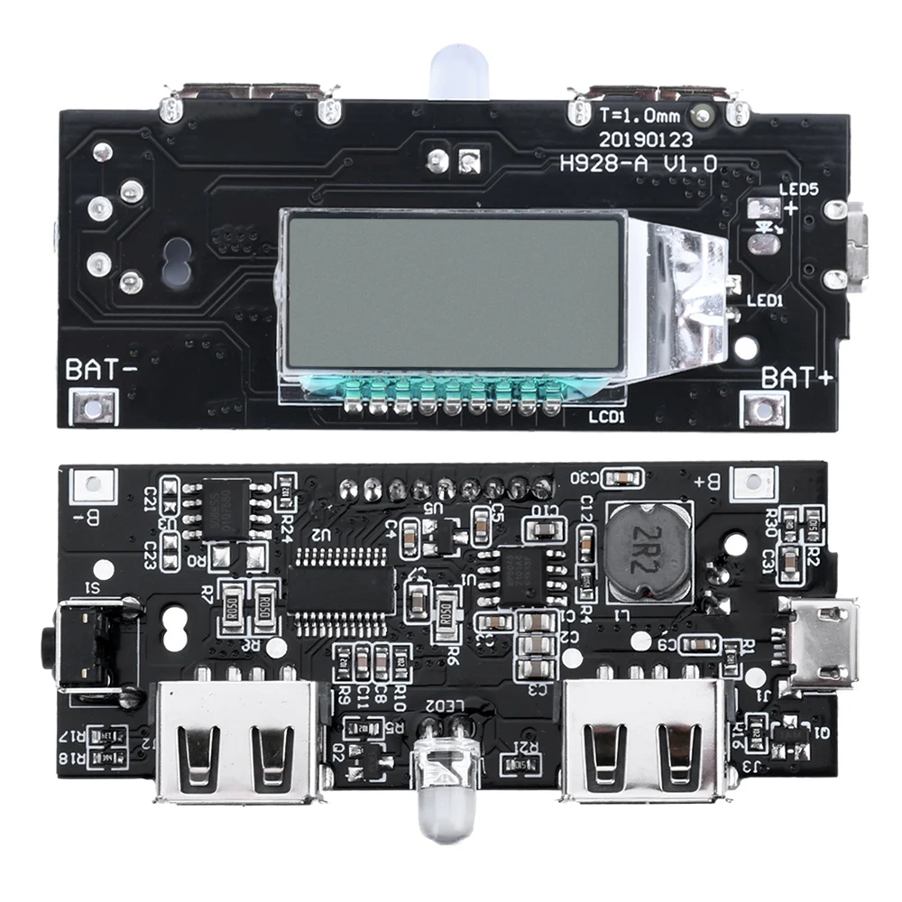 5V 1A 2.1A Mobile Power Bank Module LED LCD Module Board DIY18650 Lithium Battery Charger PCB Power Digital Dual USB Charging