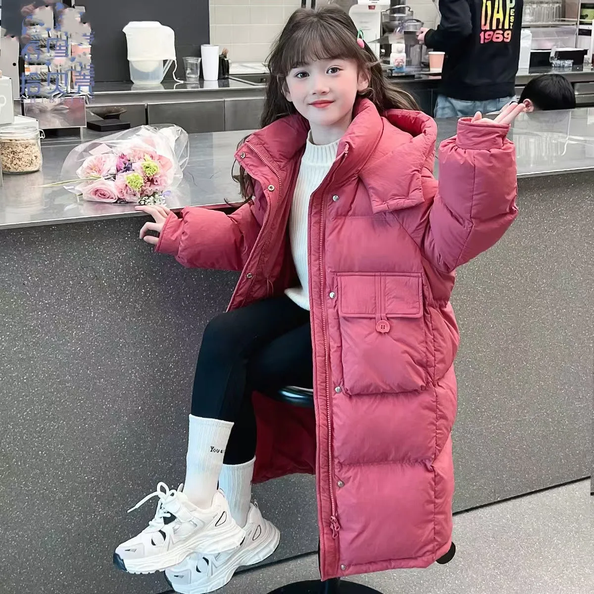 

Girls' Winter Long Down Jacket 2025 New Style Children's Western Cotton Jacket Medium and Large Children's Thick Coat