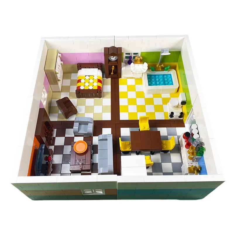 Home Decor MOC Building Blocks Parts Kitchen Furniture Bricks Kits Toys Sofa TV Bathroom Living Room Compatible With LEGO