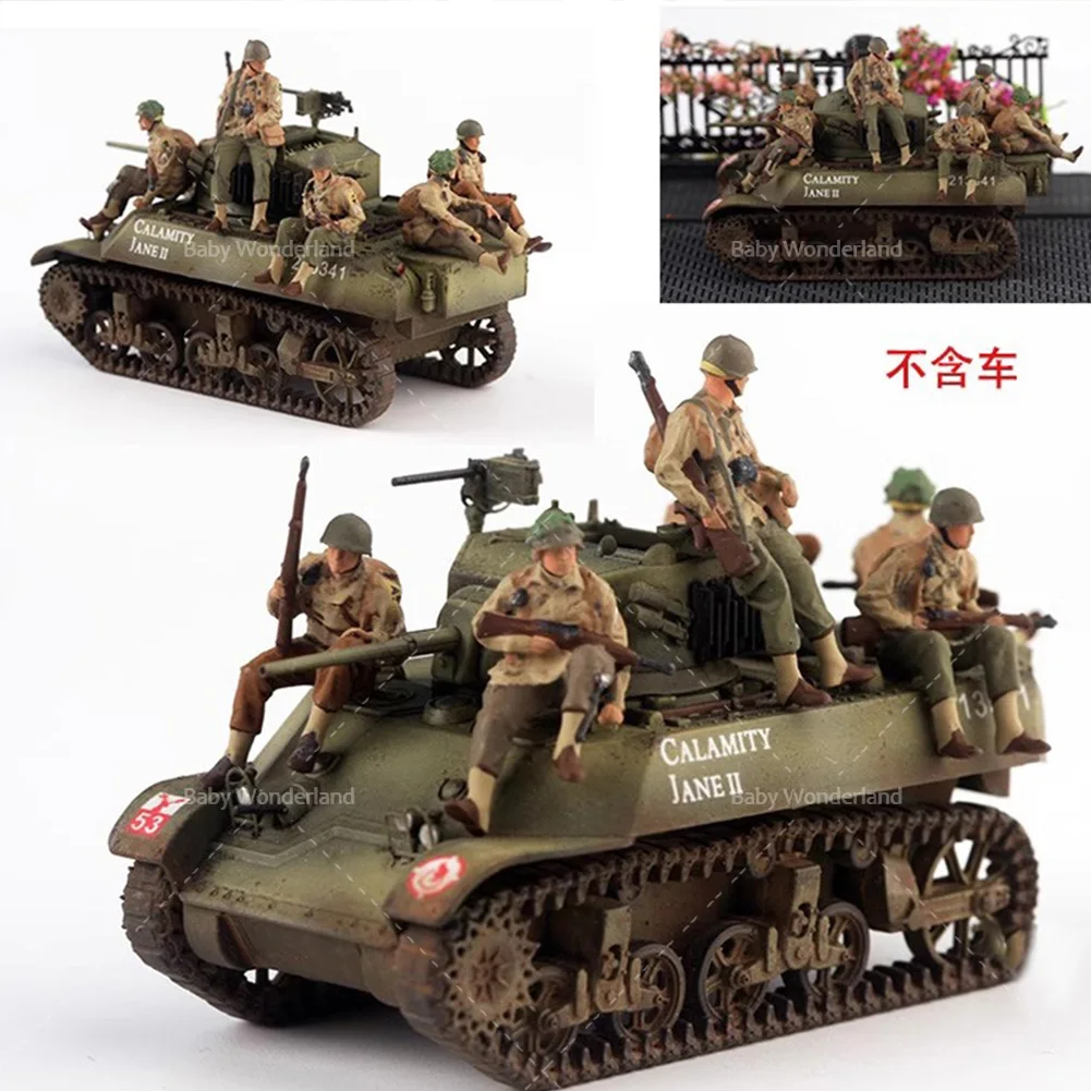 

In Stock 1/72 Figures World War II US Tank Troops 6-Person Team Painted Model Photography Scene Dolls Car Toys