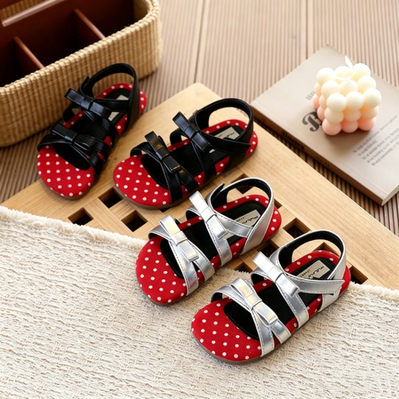 

Fashion Baby Girl Princess Bow Flat Shoes Polka Dot Infant Toddler Child Elegant Soft Bottom Sandals Summer 2026 New Baby Shoes