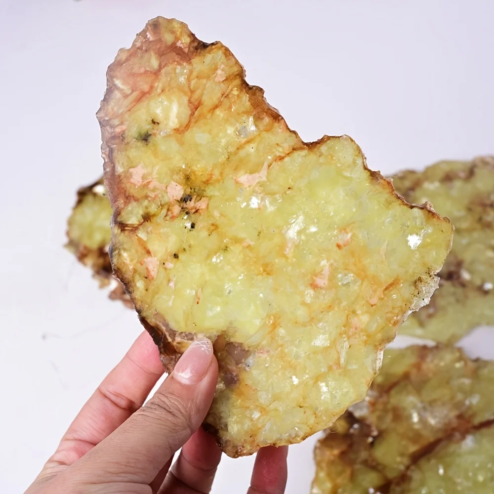 

1pc Golden Lepidolite Quartz Slice, Home Decor, Suitable as a Christmas Gift or High-end Crystal Art Decoration