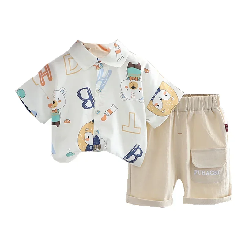 

New Summer Baby Clothes Boys Clothing Suit Children Fashion Cartoon Shirt Shorts 2Pcs/Set Toddler Casual Costume Kids Tracksuits