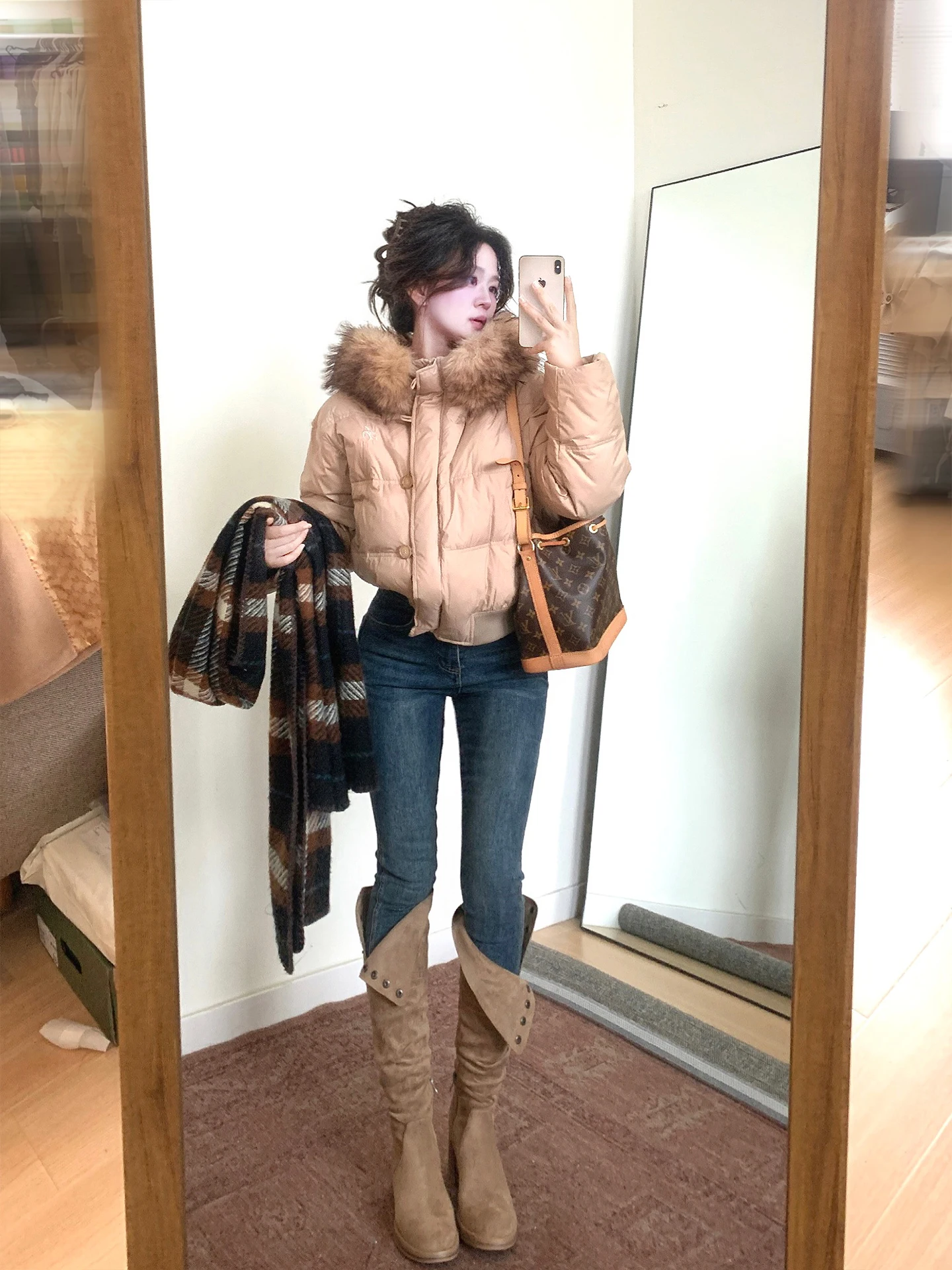 

Женская утепленная куртка-пуховик Kh Aoaosu с капюшоном, в корейском стиле, для повседневной носки, ветрозащитная