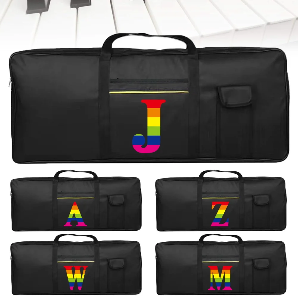 

61 Keys Nylon Electronic Organ Bag Instruments Bags Large Capacity Storage Accessories Rainbow Series Double Zipper Handbag
