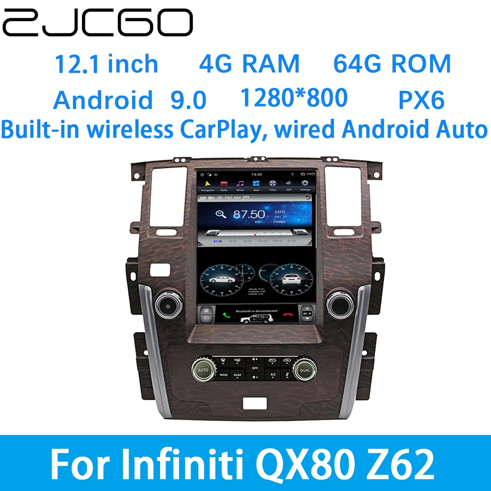 

ZJCGO Car Multimedia Player Stereo GPS DVD Radio Navigation Android Screen System for Infiniti QX80 Z62 2010~2020