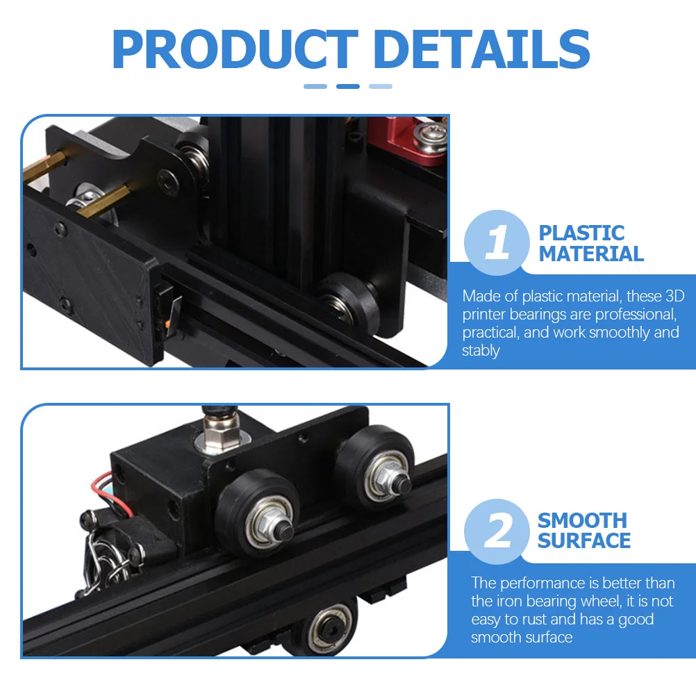 

12Pcs Pom Pulley Wheels Plastic Printer Bearings Smooth Stable 3D Printer Parts Accessory for High Precision Printing