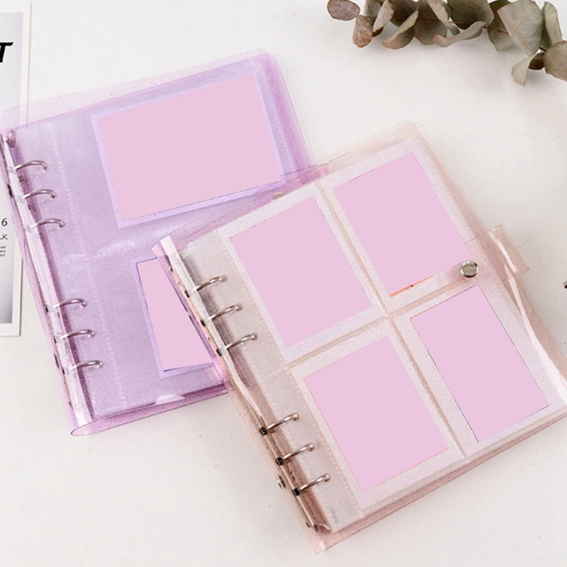 6 Holes Loose-Ring Binder With 200 Pockets PVC Portable Photo Album Transparent Album