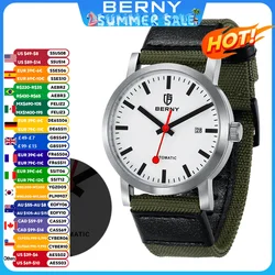 BERNY Automatic Watch Men Mechanical Male Wristwatch 50M Waterproof MIYOTA 8215 Movement Luxury Classic Track Watch for Men