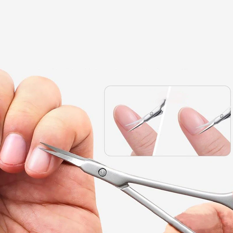 Rvs Nagelriemschaartje Dode Huid Remover Voor Nagels Art Clippers Russische Nagelschaartje Manicure Gebogen Tip Schaar
