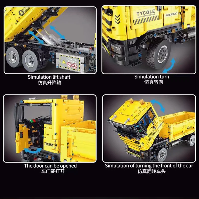 Technical Car Dirt Truck APP Remote Control Moter Power T4006 Construction Site Bricks Building Blocks Moc Toys For Kids Sets