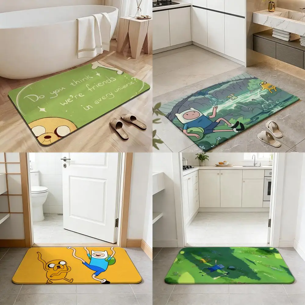 A-Adventure Cartoon T-Time Floor Mat Non-slip Quick-dry Diatomaceous Earth Bath Mat, Absorbent Doormat