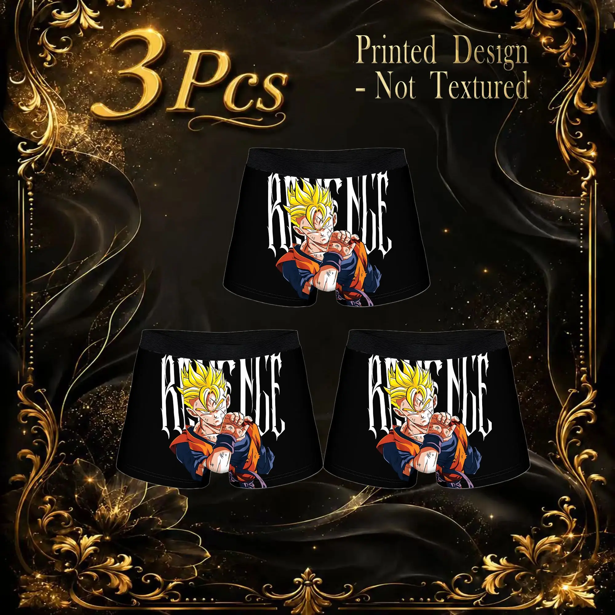 3Pcs  boxers Dragon Ball Z Underpants Breathbale Panties Men's Underwear Print Shorts Boxer Briefs