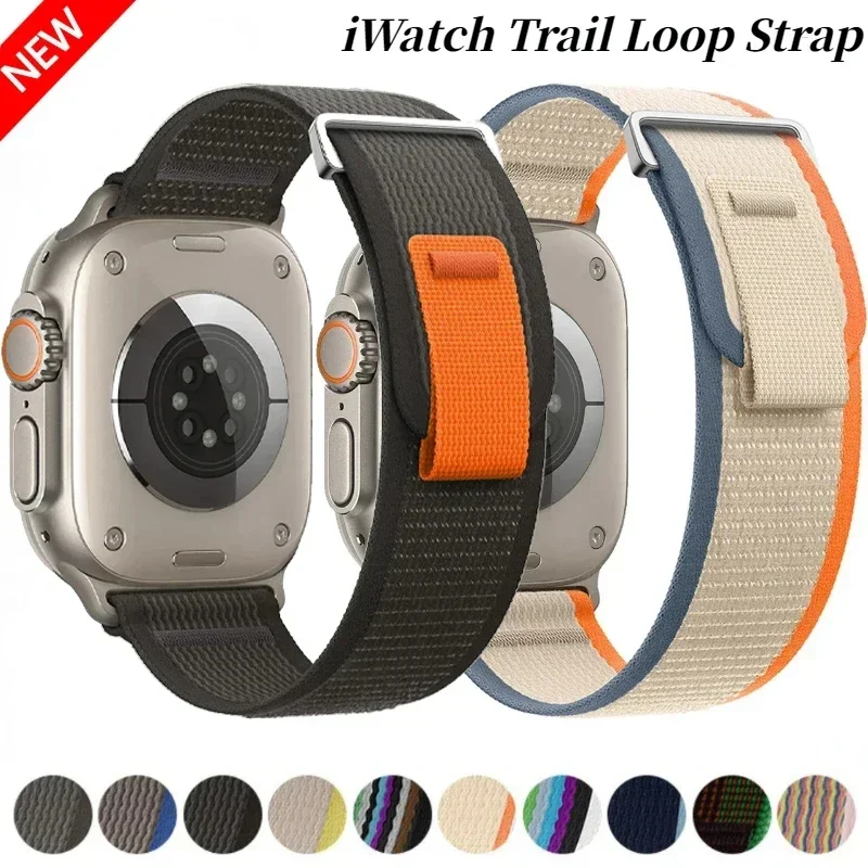 Trail Loop Strap For Apple Watch Ultra 2 49mm Series 9 8 7 45 41mm Sports Nylon Wristband For iWatch6 5 4 3 SE 44 40 42mm Correa