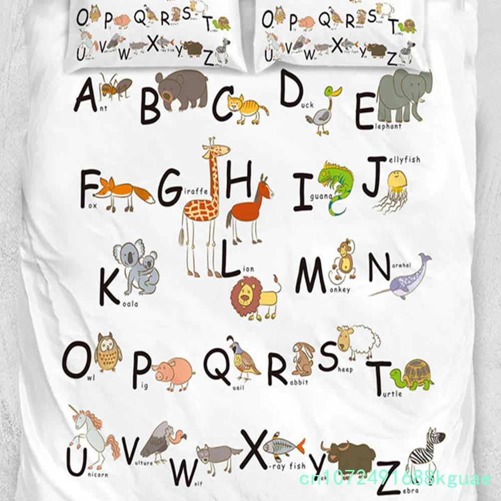 BeddingOutlet Alphabet Duvet Cover Set Letters Russian Quilt Cover For Teens Kids Bedding Set Cartoon Animal Planet Bedspreads