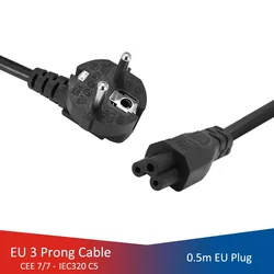 European Power Cable Laptop 3 Pin IEC C5 Power Adapter Cord Charger Plug Extension Cord For HP Asus Dell Laptop TV PC Computer