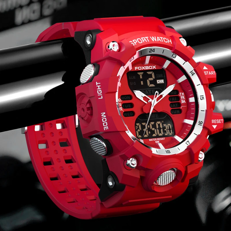 FOXBOX Military Watches for Men LIGE Luxury Sport Chronograph Alarm WristWatch Waterproof Quartz Big Clock Digital Male Watch