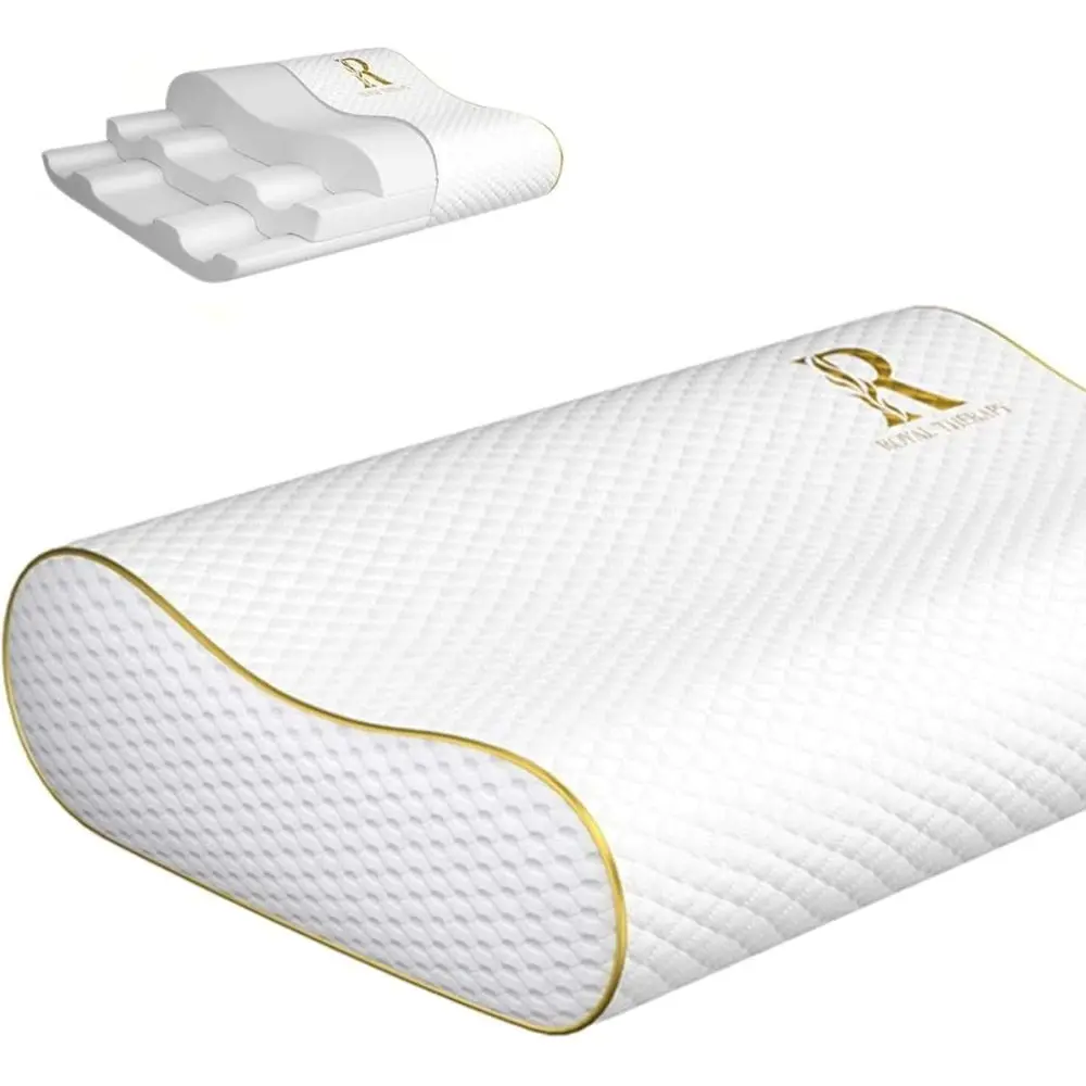 

Memory Foam Pillow, Queen Neck Pain Relief, Contour Cervical Pillow, for Neck and Shoulder Pain, Side, Back and Stomach Sleeper,
