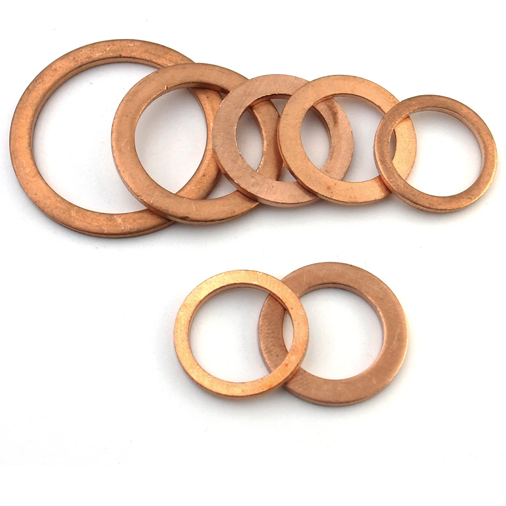 Solid Copper Crush Washer M3 To M30 Red Brass Flat Sealing Gasket Marine Oil Proof Seal Ring