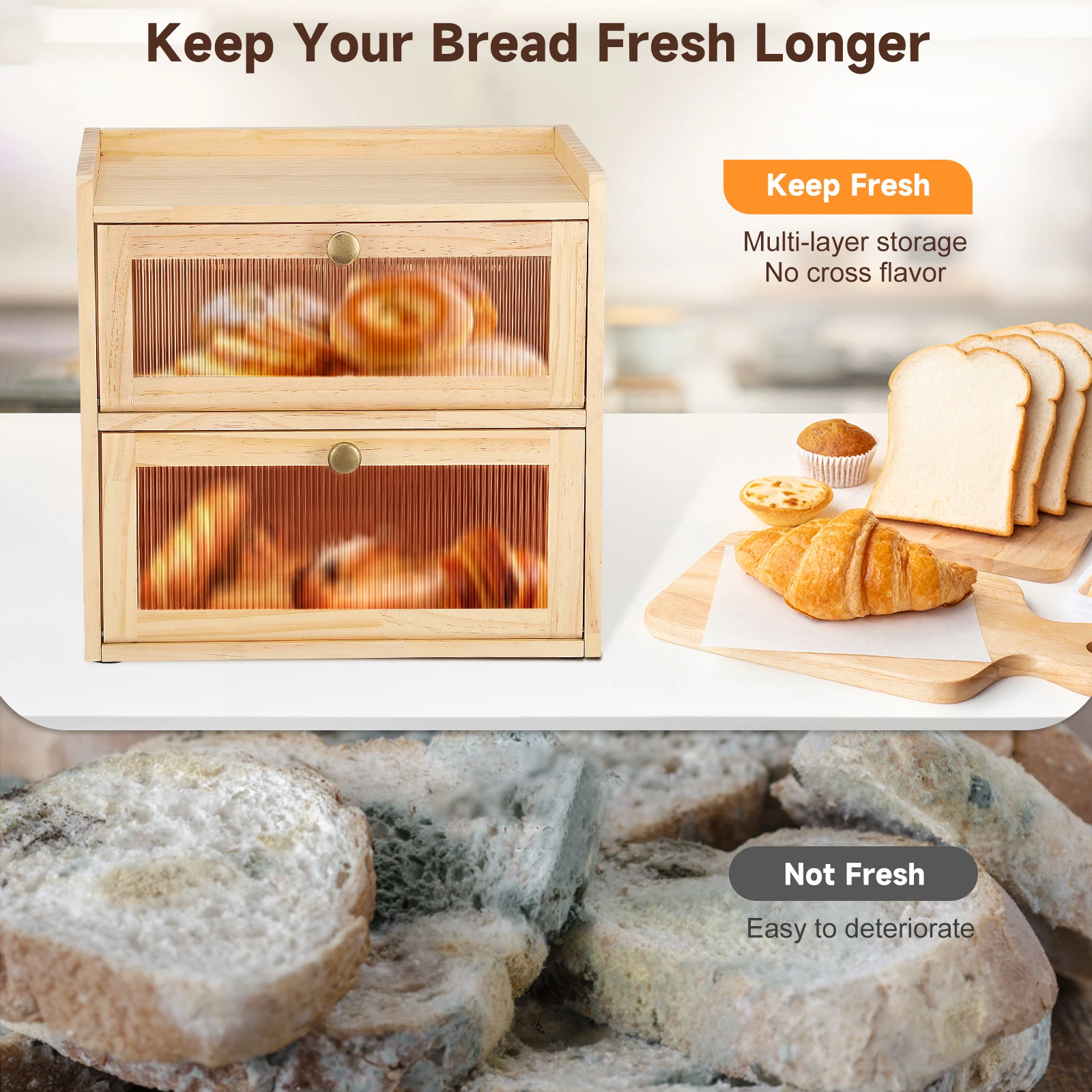 Bread Box for Kitchen Countert - огляд і ціна Food Storage No Pantry