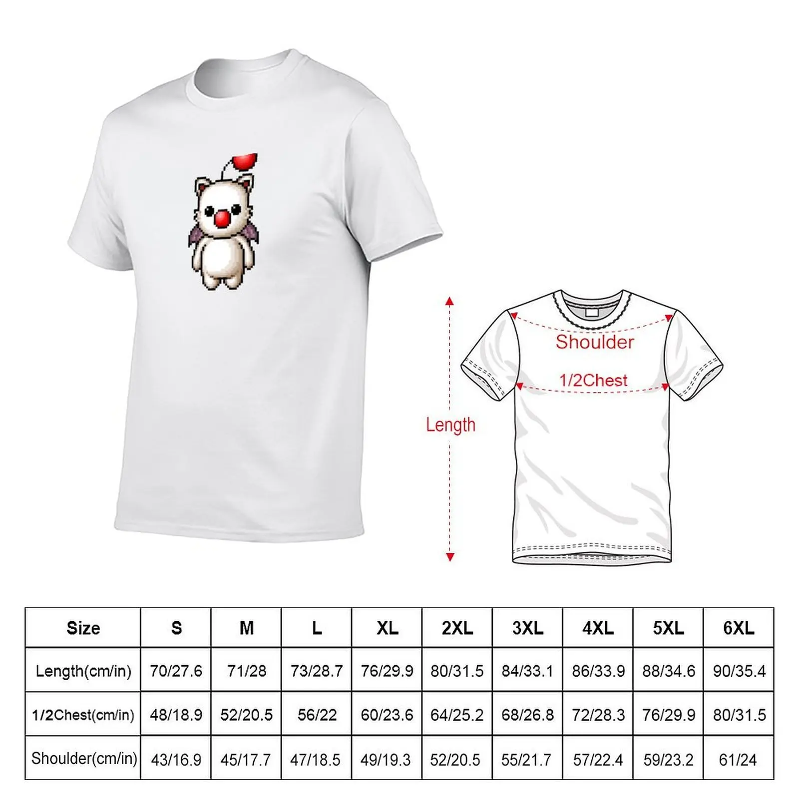 Pixelart Moogle T-Shirt t shirt custom print black cotton t-shirt plain for man package T-Shirt