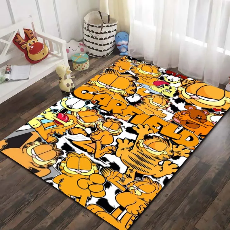 G-Garfield Cartoon Cat Print Area Rug Non‑Slip Floor Mat Soft Carpet For Kids Bedroom Living Room Indoor Home Decor Holiday Gift