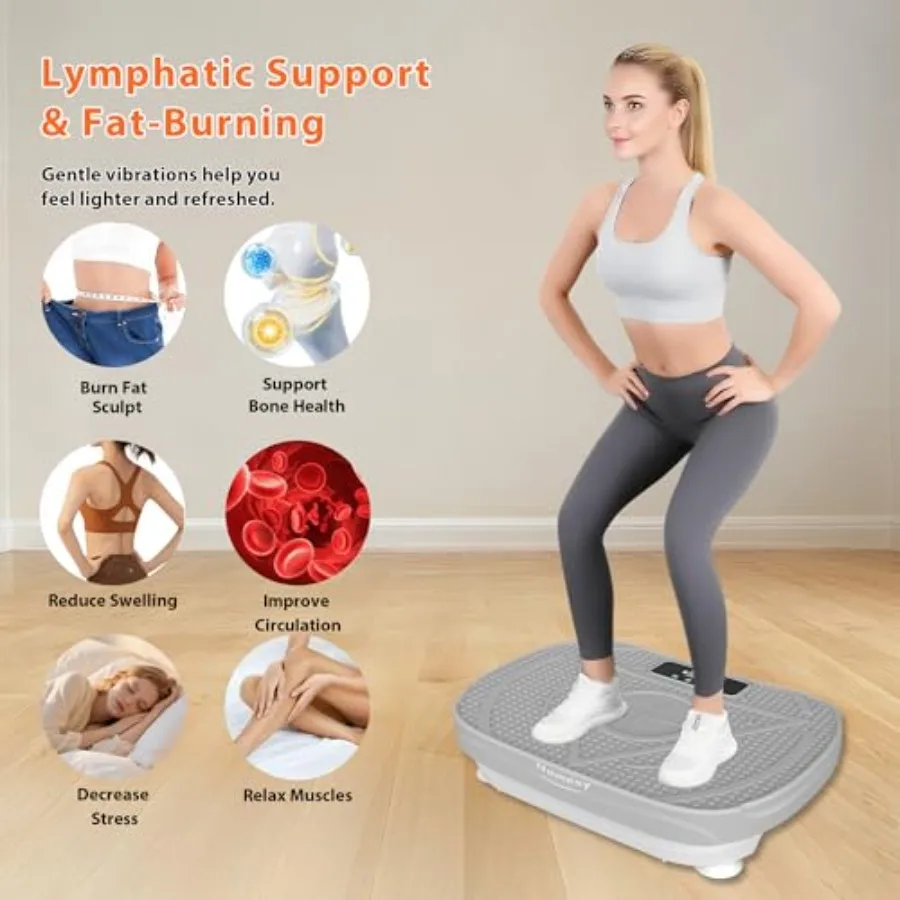 Vibration Plate Exercise Machine for home gym use ABS plastic body in black delivers targeted lymphatic drainage and full-body