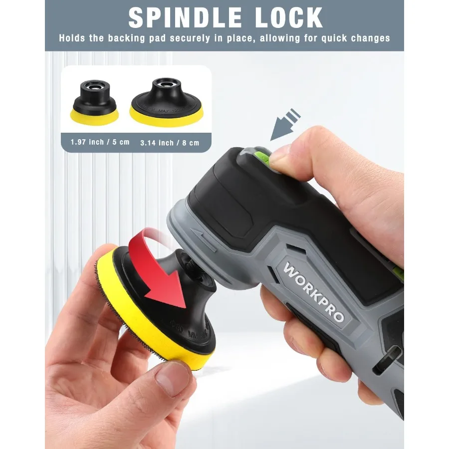 Akku-Mini-Pufferpolierer 12 V für die Autopflege, 5 variable Geschwindigkeiten bis zu 3000 U/min, kompaktes Akku-Polier-Set, ideal