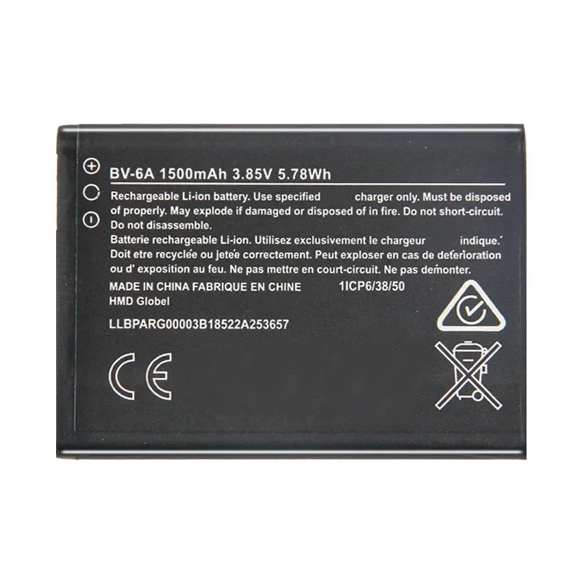 BV-6A Battery 1500mAh for Nokia Banana 2060 3060 5250 C5-03 8110 4G Mobile Phone Bateria