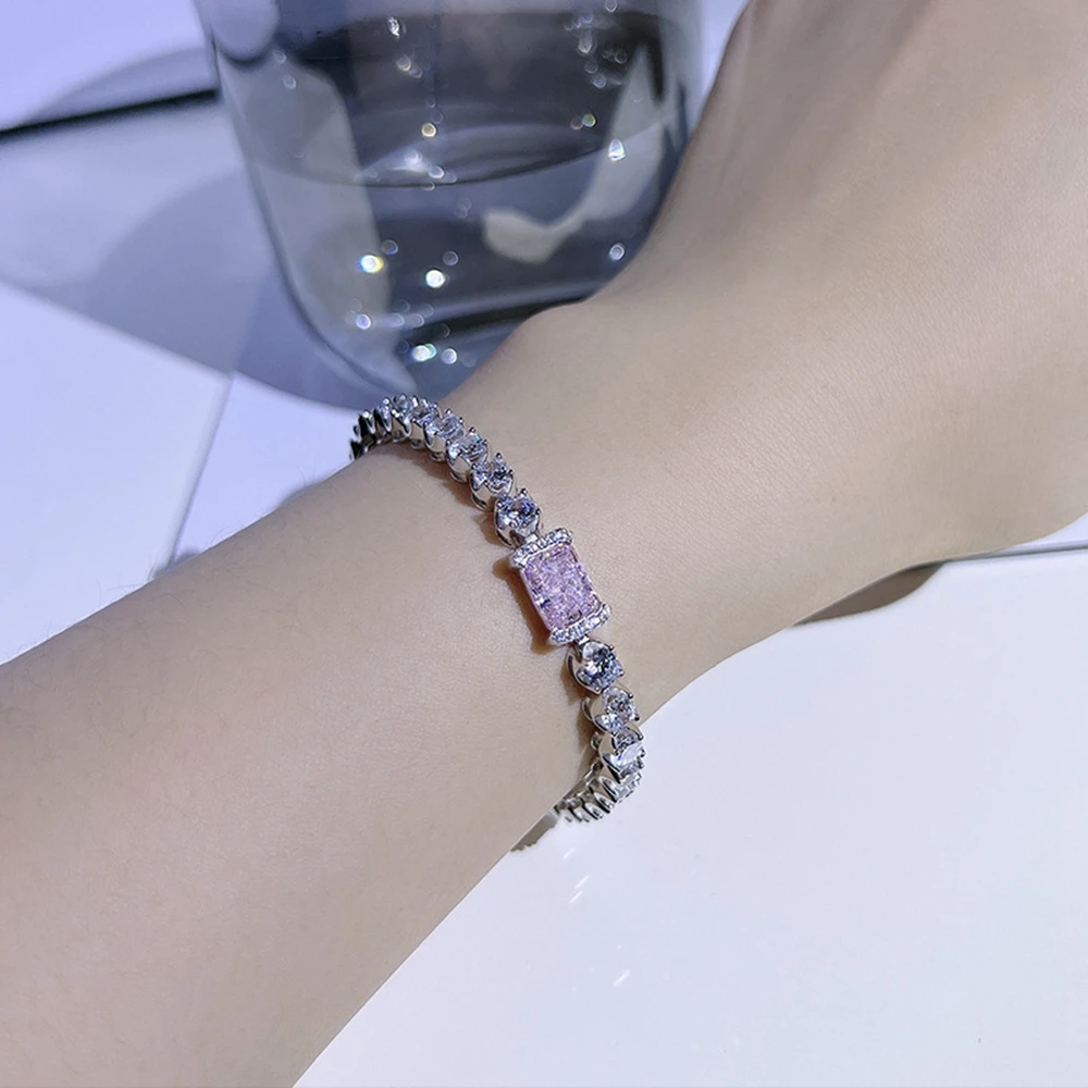 WUIHA 925 Sterling Silver Crushed Ice Yellow Sapphire Amethyst Synthetic Diamond Charm Bracelets for Women Gift Drop Shipping