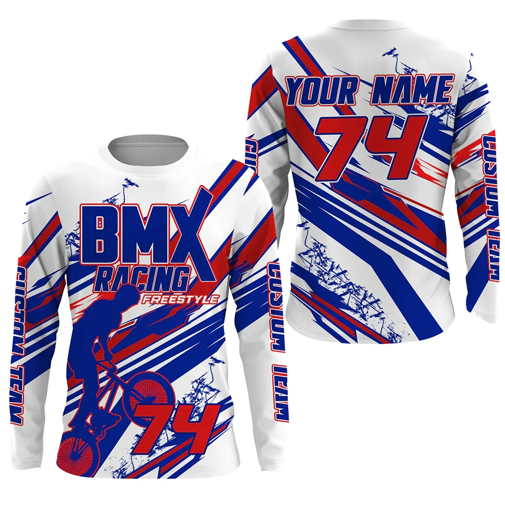 Free Customized Diy Name Number BMX Tops Fashion Trend Street Clothes Autumn Loose Top Quick Dry Polyester Tranning Sport Tees