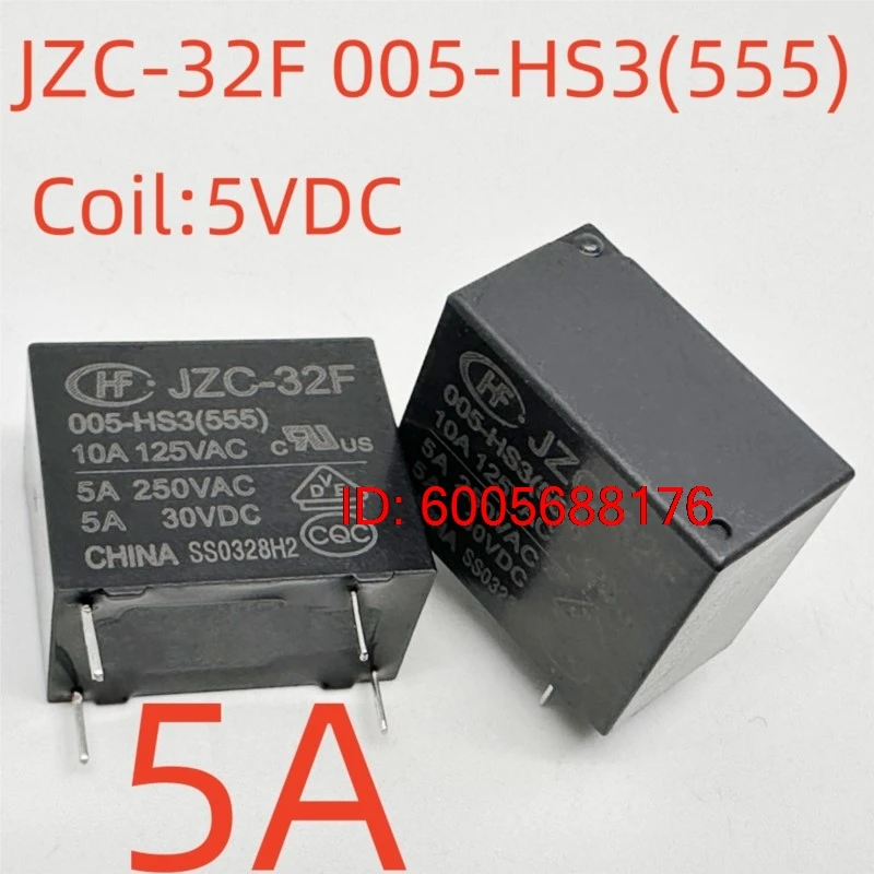 10PCS New JZC-32F 005/009/012/024-HS/HS3/HSQ/HSL3/HSLQ3/(555)(101) (32F-1A-5V/9V/12V-3A/5A/10A) Relay 4pins